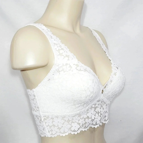 LARGE Jezebel 17139 Maeve High Apex Wirefree Bralette w/Fixed Cup‎ Winter White - Picture 2 of 4